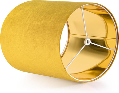 Tall Drum Natural Velvet Yellow Lamp Shades Set of 2- Lampshades for Table Lamps-10 * 10 * 10 inch (Spider) Small Drum Shade-Modern Lampshade-DIY Shade-Replacement,Easy Assembly-Handcraft-Rustic