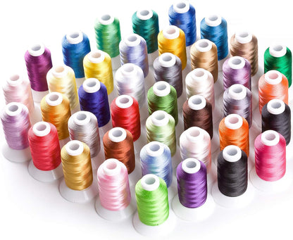 40 Colors 40 Weight Polyester Embroidery Machine Thread Kit 550Y(500M) Compatible with Brother Babylock Janome Singer Husqvarna Bernina Embroidery and Sewing Machines
