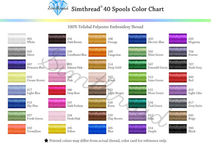 40 Colors 40 Weight Polyester Embroidery Machine Thread Kit 550Y(500M) Compatible with Brother Babylock Janome Singer Husqvarna Bernina Embroidery and Sewing Machines