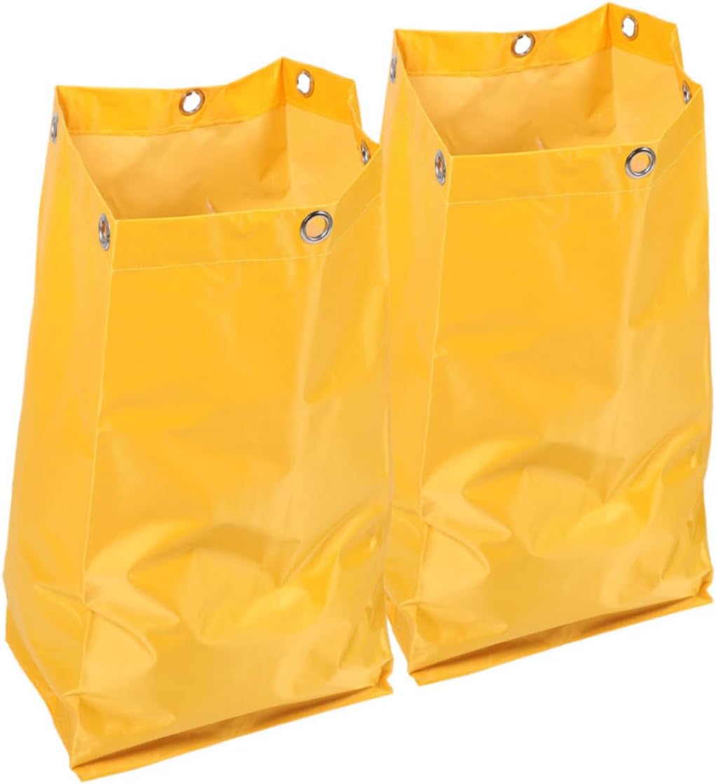 2pcs Heavy-duty Janitorial Cart Bags Versatile Canvas Cleaning Bags for Housekeeping Waste Collection and Tool Yellow for Commercial Use