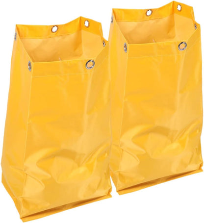2pcs Heavy-duty Janitorial Cart Bags Versatile Canvas Cleaning Bags for Housekeeping Waste Collection and Tool Yellow for Commercial Use