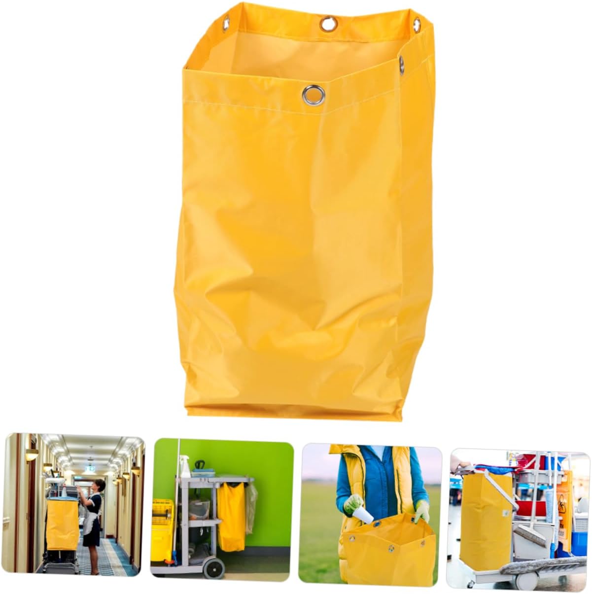 2pcs Heavy-duty Janitorial Cart Bags Versatile Canvas Cleaning Bags for Housekeeping Waste Collection and Tool Yellow for Commercial Use