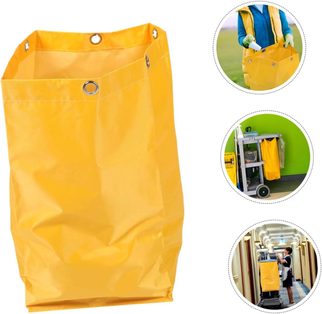 2pcs Heavy-duty Janitorial Cart Bags Versatile Canvas Cleaning Bags for Housekeeping Waste Collection and Tool Yellow for Commercial Use