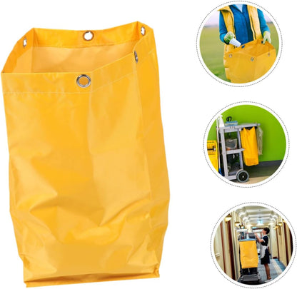 2pcs Heavy-duty Janitorial Cart Bags Versatile Canvas Cleaning Bags for Housekeeping Waste Collection and Tool Yellow for Commercial Use
