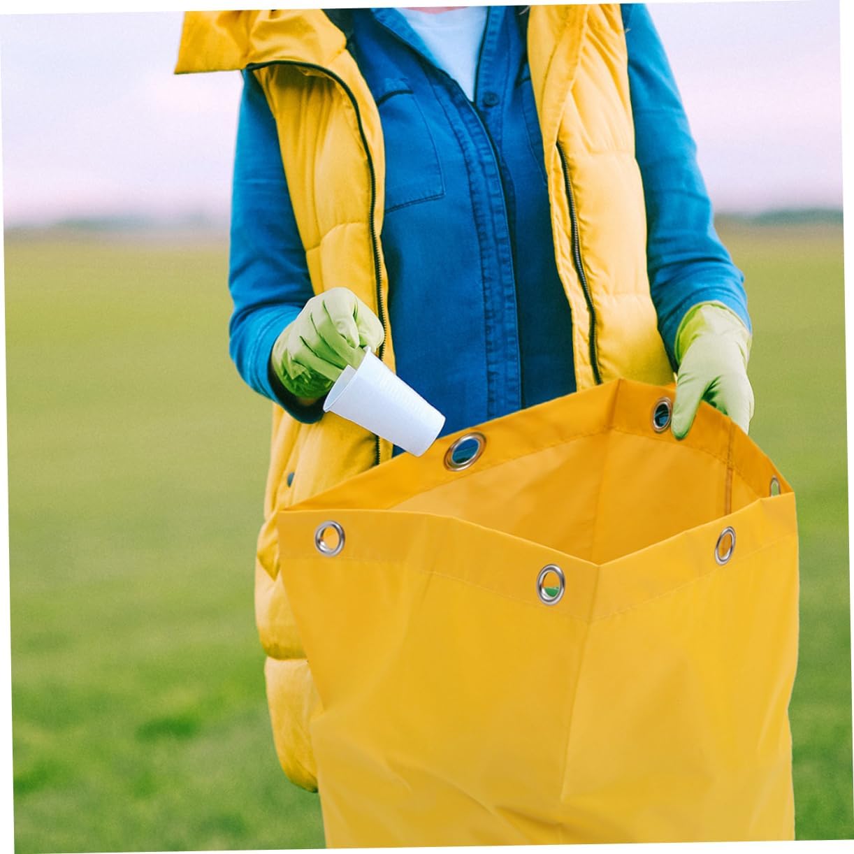 2pcs Heavy-duty Janitorial Cart Bags Versatile Canvas Cleaning Bags for Housekeeping Waste Collection and Tool Yellow for Commercial Use