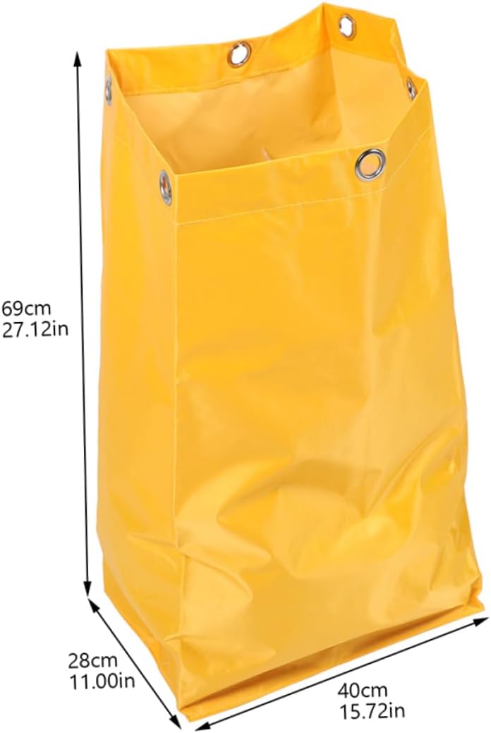 2pcs Heavy-duty Janitorial Cart Bags Versatile Canvas Cleaning Bags for Housekeeping Waste Collection and Tool Yellow for Commercial Use