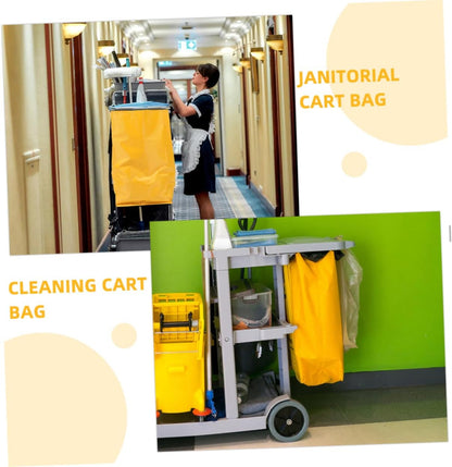 2pcs Heavy-duty Janitorial Cart Bags Versatile Canvas Cleaning Bags for Housekeeping Waste Collection and Tool Yellow for Commercial Use