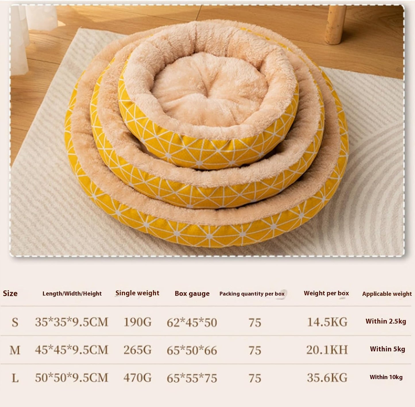 Warm Bed Pet Kitten House Bed Winter Sleeping Bed Dog Kennel Bedding Round Cushion Small Animal Warm House,Cat and Dog Bed, Soft Dog Cat Bed Mat Flower Pillow, Pet Bed Cute Soft Comfortable,S,Yellow