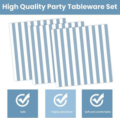 50PCS Yellow Striped Paper Plates and Napkins Party Supplies, Yellow and White Scalloped Party Plates and Napkins Tableware Set for Birthday Bridal & Baby Shower Wedding Party Decoration