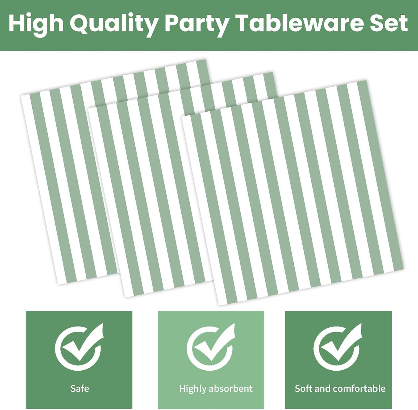 50PCS Yellow Striped Paper Plates and Napkins Party Supplies, Yellow and White Scalloped Party Plates and Napkins Tableware Set for Birthday Bridal & Baby Shower Wedding Party Decoration