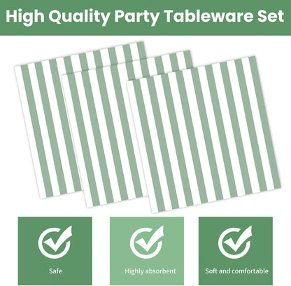 50PCS Yellow Striped Paper Plates and Napkins Party Supplies, Yellow and White Scalloped Party Plates and Napkins Tableware Set for Birthday Bridal & Baby Shower Wedding Party Decoration
