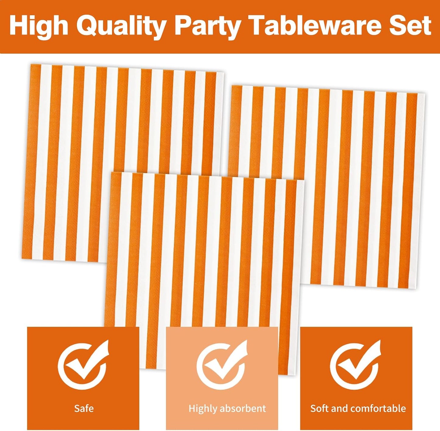 50PCS Yellow Striped Paper Plates and Napkins Party Supplies, Yellow and White Scalloped Party Plates and Napkins Tableware Set for Birthday Bridal & Baby Shower Wedding Party Decoration