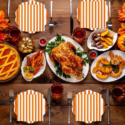 50PCS Yellow Striped Paper Plates and Napkins Party Supplies, Yellow and White Scalloped Party Plates and Napkins Tableware Set for Birthday Bridal & Baby Shower Wedding Party Decoration