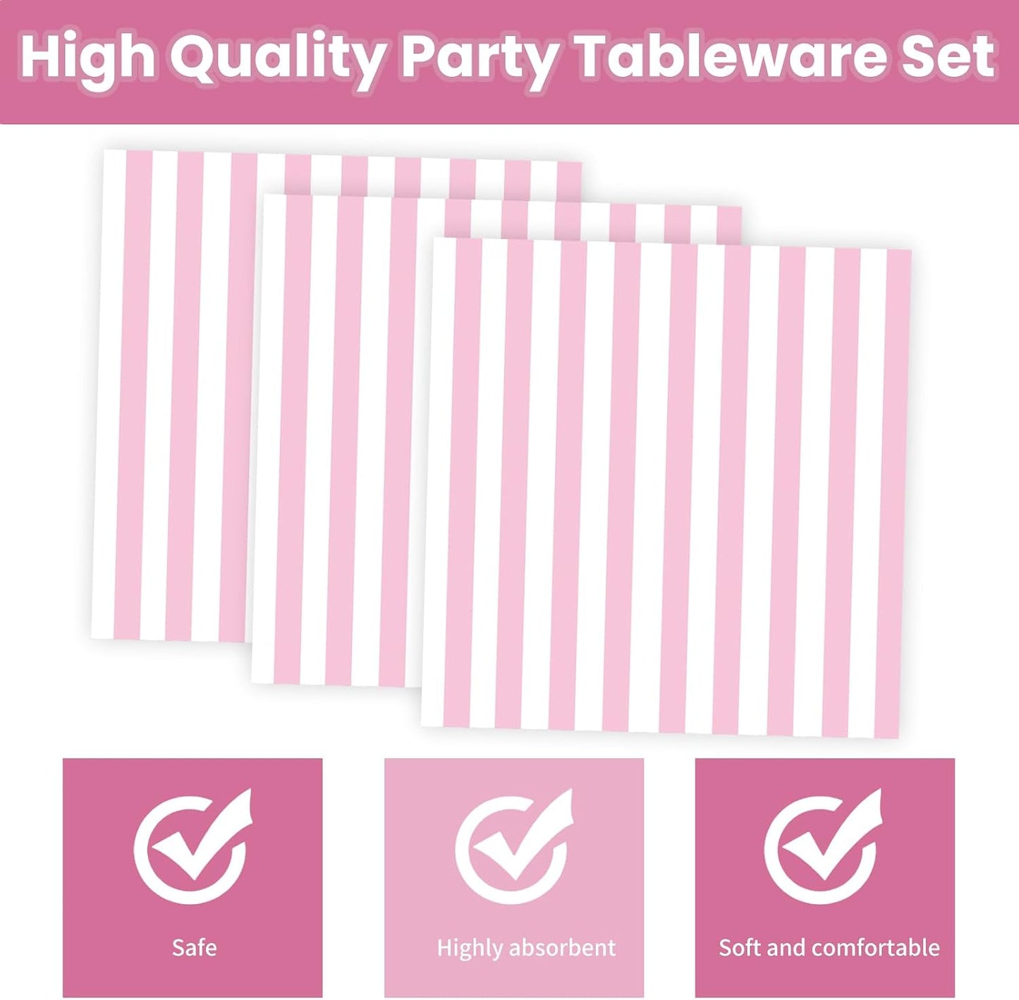 50PCS Yellow Striped Paper Plates and Napkins Party Supplies, Yellow and White Scalloped Party Plates and Napkins Tableware Set for Birthday Bridal & Baby Shower Wedding Party Decoration