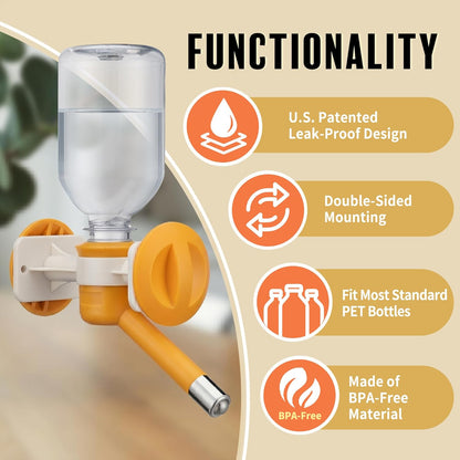 Choco Nose Patented No-Drip Dog Water Bottle/Feeder for Dogs/Cats and Other Small-Medium Sized Animals - for Cages, Crates or Wall Mount. 10.2 Oz. Mess Free Leak-Proof Nozzle 16mm, Orange (C590)