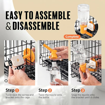Choco Nose Patented No-Drip Dog Water Bottle/Feeder for Dogs/Cats and Other Small-Medium Sized Animals - for Cages, Crates or Wall Mount. 10.2 Oz. Mess Free Leak-Proof Nozzle 16mm, Orange (C590)
