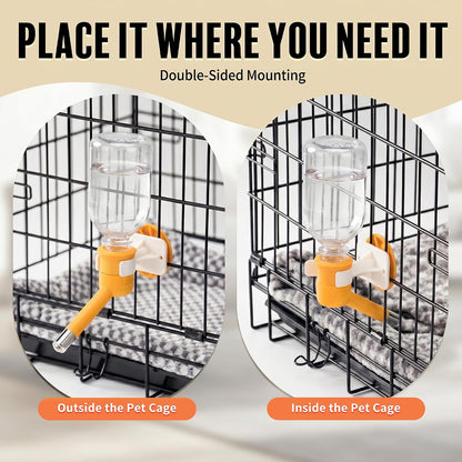 Choco Nose Patented No-Drip Dog Water Bottle/Feeder for Dogs/Cats and Other Small-Medium Sized Animals - for Cages, Crates or Wall Mount. 10.2 Oz. Mess Free Leak-Proof Nozzle 16mm, Orange (C590)