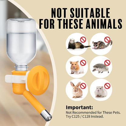Choco Nose Patented No-Drip Dog Water Bottle/Feeder for Dogs/Cats and Other Small-Medium Sized Animals - for Cages, Crates or Wall Mount. 10.2 Oz. Mess Free Leak-Proof Nozzle 16mm, Orange (C590)