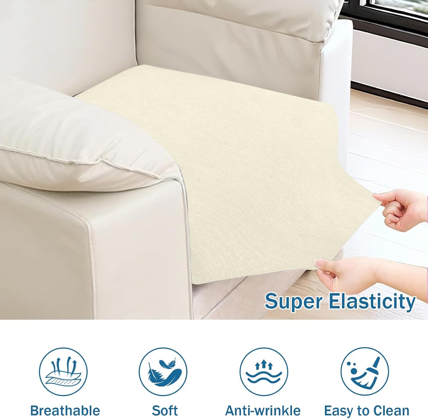 Waterproof Couch Cushion Covers - Stretch Washable Slipcover with Elastic Non-Slip Design, Furniture Protector for Pets,Kids (1 Cushion Chair, Light Yellow)