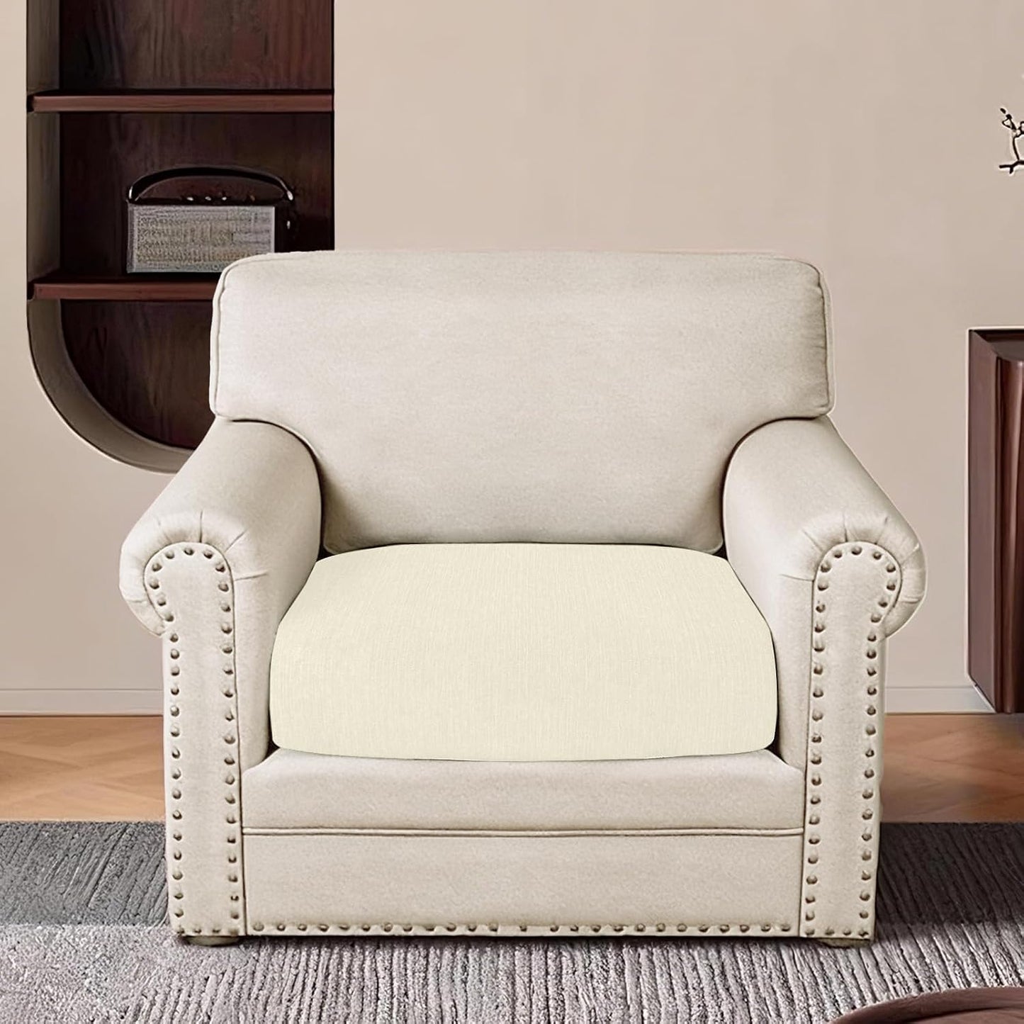 Waterproof Couch Cushion Covers - Stretch Washable Slipcover with Elastic Non-Slip Design, Furniture Protector for Pets,Kids (1 Cushion Chair, Light Yellow)