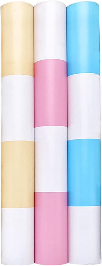 Self Adhesive Vinyl Yellow and White Wide Stripe Peel and Stick Wallpaper Shelf Liner for Walls Nursery Girls Bedroom Cabinets Dresser Drawer Furniture Decal Removable Waterproof 17.7x117 Inches