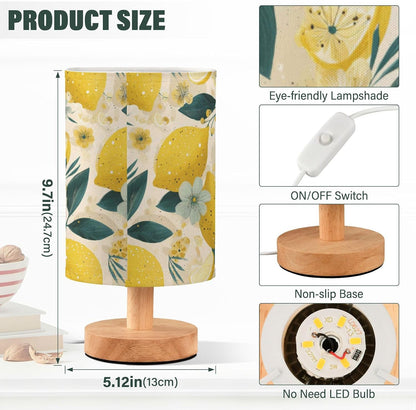 Bedside Table Lamp Lemon Yellow Citrus Fruits (69) Kids Nightstand Lamp Night Light Fabric Shade for Bedroom Living Room Home Office
