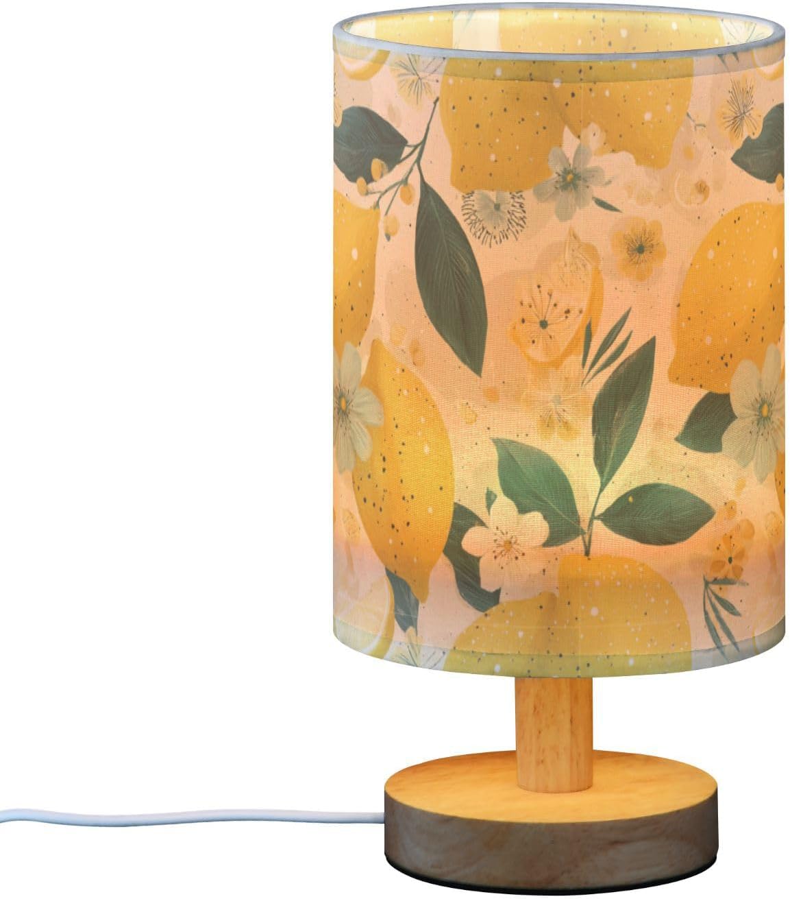 Bedside Table Lamp Lemon Yellow Citrus Fruits (69) Kids Nightstand Lamp Night Light Fabric Shade for Bedroom Living Room Home Office