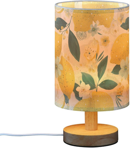 Bedside Table Lamp Lemon Yellow Citrus Fruits (69) Kids Nightstand Lamp Night Light Fabric Shade for Bedroom Living Room Home Office