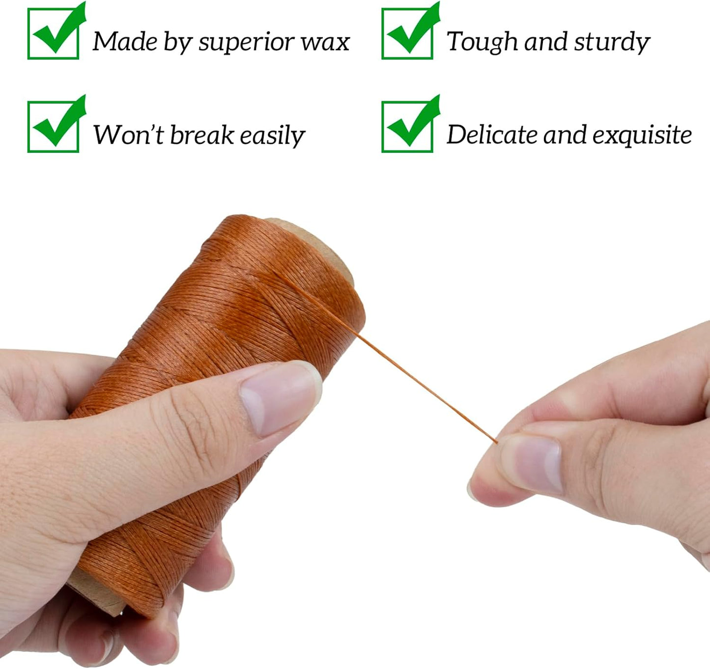 0.8mm Waxed Thread for Leather Sewing, 284 Yards, 150D Flat Wax String, Waxed Cord for Bracelet Making, Bookbinding, Shoe Repairing, Leather Projects, DIY Crafts (Yellow)