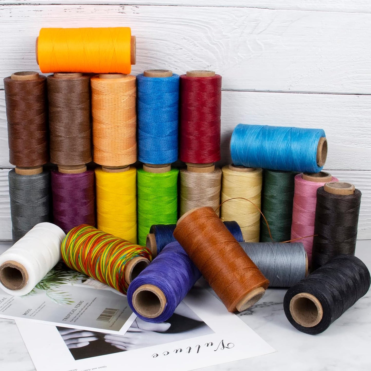 0.8mm Waxed Thread for Leather Sewing, 284 Yards, 150D Flat Wax String, Waxed Cord for Bracelet Making, Bookbinding, Shoe Repairing, Leather Projects, DIY Crafts (Yellow)
