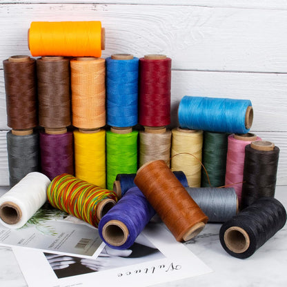 0.8mm Waxed Thread for Leather Sewing, 284 Yards, 150D Flat Wax String, Waxed Cord for Bracelet Making, Bookbinding, Shoe Repairing, Leather Projects, DIY Crafts (Yellow)