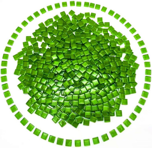 500G/ 1.1LB Bulk Crystal Mosaic Tiles, Assorted Color Opaque Mosaic Glass Crafts Supplies Handmade Crafts for DIY Picture Coaster Home Kitchen Bathroom Mosaic Decoration(0.4x0.4 inch,Green)