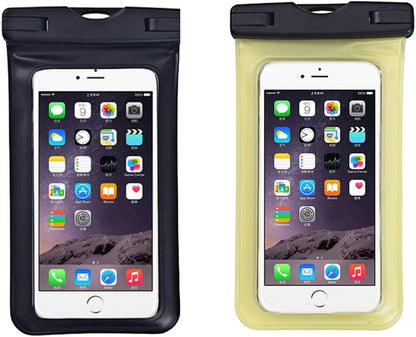 Upgraded Universal Waterproof Case, 2 Pack Waterproof Phone Pouch Dry Bag Compatible Within 6.5 inch Phone (Black & Yellow)