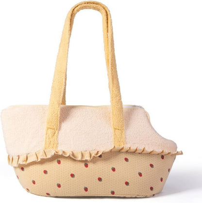 Soft Strawberry Print Portable pet Travel Bag, Cozy cat Bed with Full-Body wrap Design, Suitable for Small Dogs and Cats (Yellow,Within 13.23 lbs)