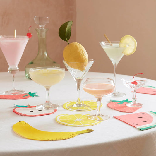 Lemon Napkins (Pack of 16), Fruit Shaped Paper Napkins for Picnic or Party, Disposable