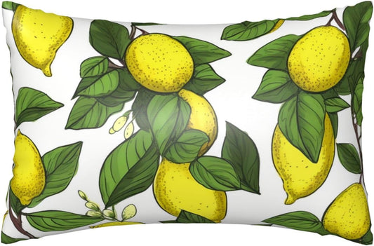 Yellow Fresh Lemons Satin Pillowcase for Hair and Skin, Queen Size 20x30 Inches with Hidden Zipper, Similar to Silk Pillow Cases Smooth Cooling Pillow Covers Gifts for Women Men
