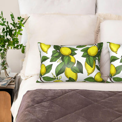 Yellow Fresh Lemons Satin Pillowcase for Hair and Skin, Queen Size 20x30 Inches with Hidden Zipper, Similar to Silk Pillow Cases Smooth Cooling Pillow Covers Gifts for Women Men