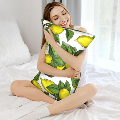 Yellow Fresh Lemons Satin Pillowcase for Hair and Skin, Queen Size 20x30 Inches with Hidden Zipper, Similar to Silk Pillow Cases Smooth Cooling Pillow Covers Gifts for Women Men