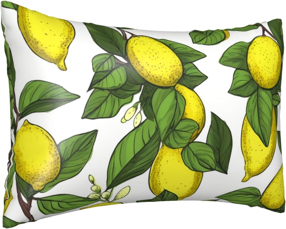 Yellow Fresh Lemons Satin Pillowcase for Hair and Skin, Queen Size 20x30 Inches with Hidden Zipper, Similar to Silk Pillow Cases Smooth Cooling Pillow Covers Gifts for Women Men