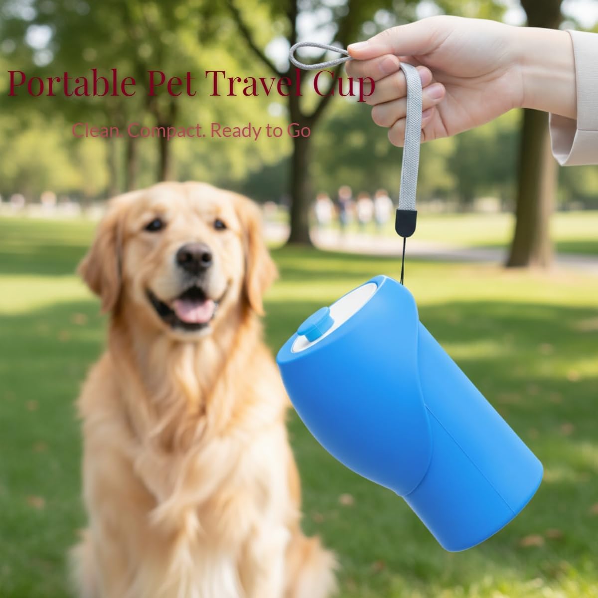 Portable Dog Water Bottle, 19 oz/550 ml Collapsible Pet Travel Cup with Foldable Silicone Bowl, Food-Grade Silicone Water Dispenser for Walking, Hiking & Travel, Yellow (Blue)