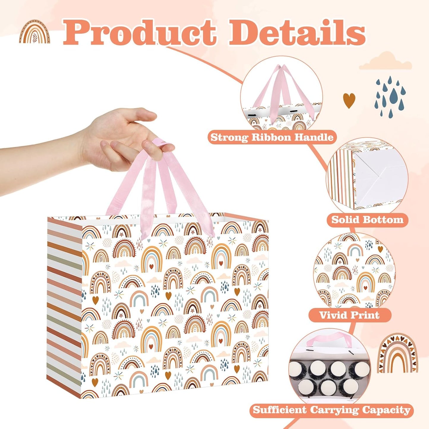 Blue Tiles Lemon Gift Bags Lemon Birthday Baby Bridal Shower Wedding Decorations Party Supplies Decor Favors with Wrapping Tissue Paper and Greeting Card Yellow Handles for Kids Boys Girls Men Women