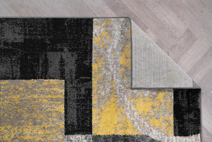 Contemporary Abstract Circle Design Soft Area Rug 6' 6" Round Yellow