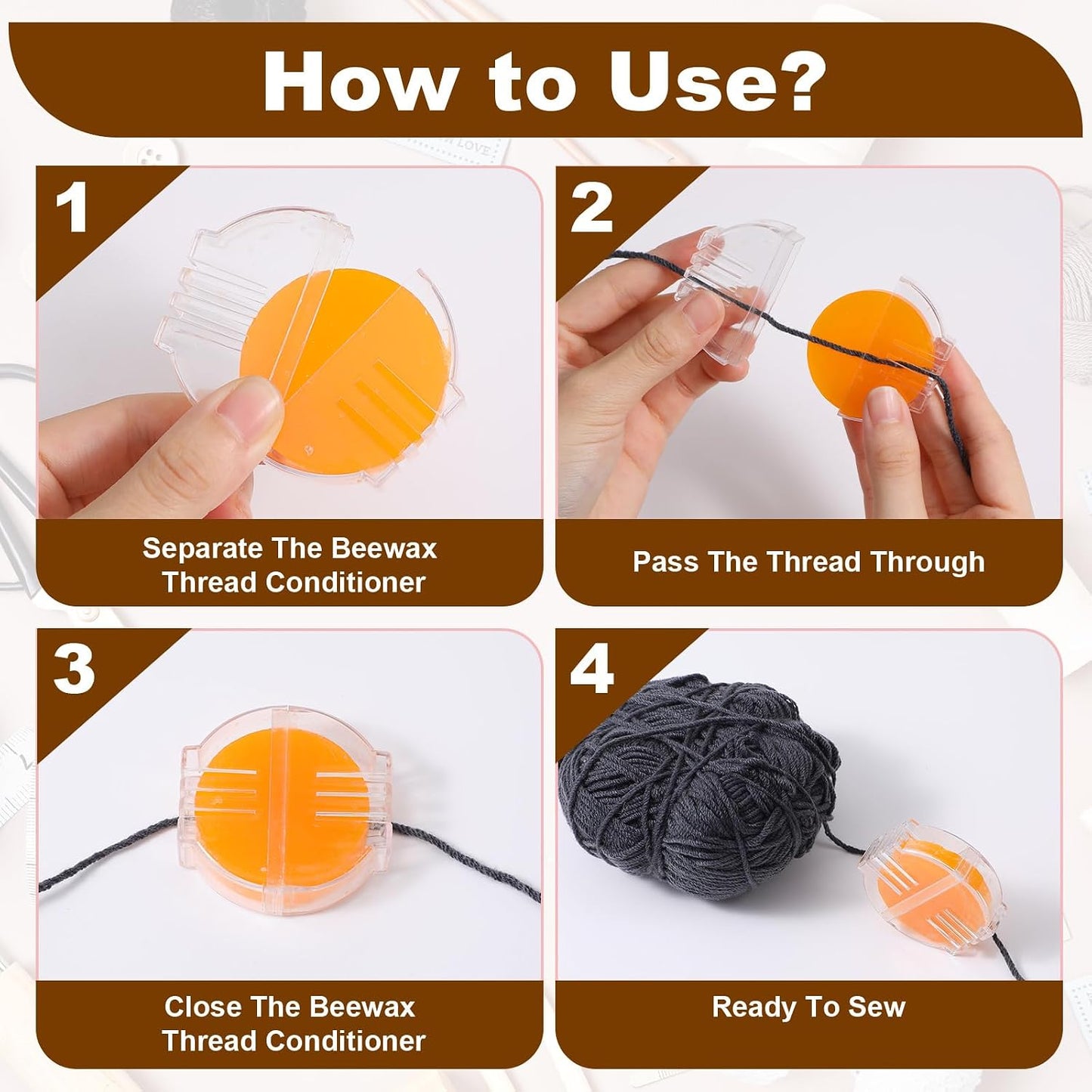 8pcs Thread Wax for Hand Sewing with Plastic Box, Beeswax for Thread, Threads Conditioner for Hand Sewing Embroidery Threading,Yellow