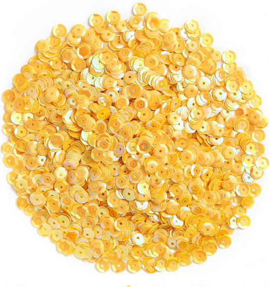 2800 Pcs 6MM Loose Sequins, Small Cup Sequins for Crafts, Yellow | Iridescent Spangles for Sewing, For Sewing Embroidery, Crafts, Wedding Christmas Easter Decorations