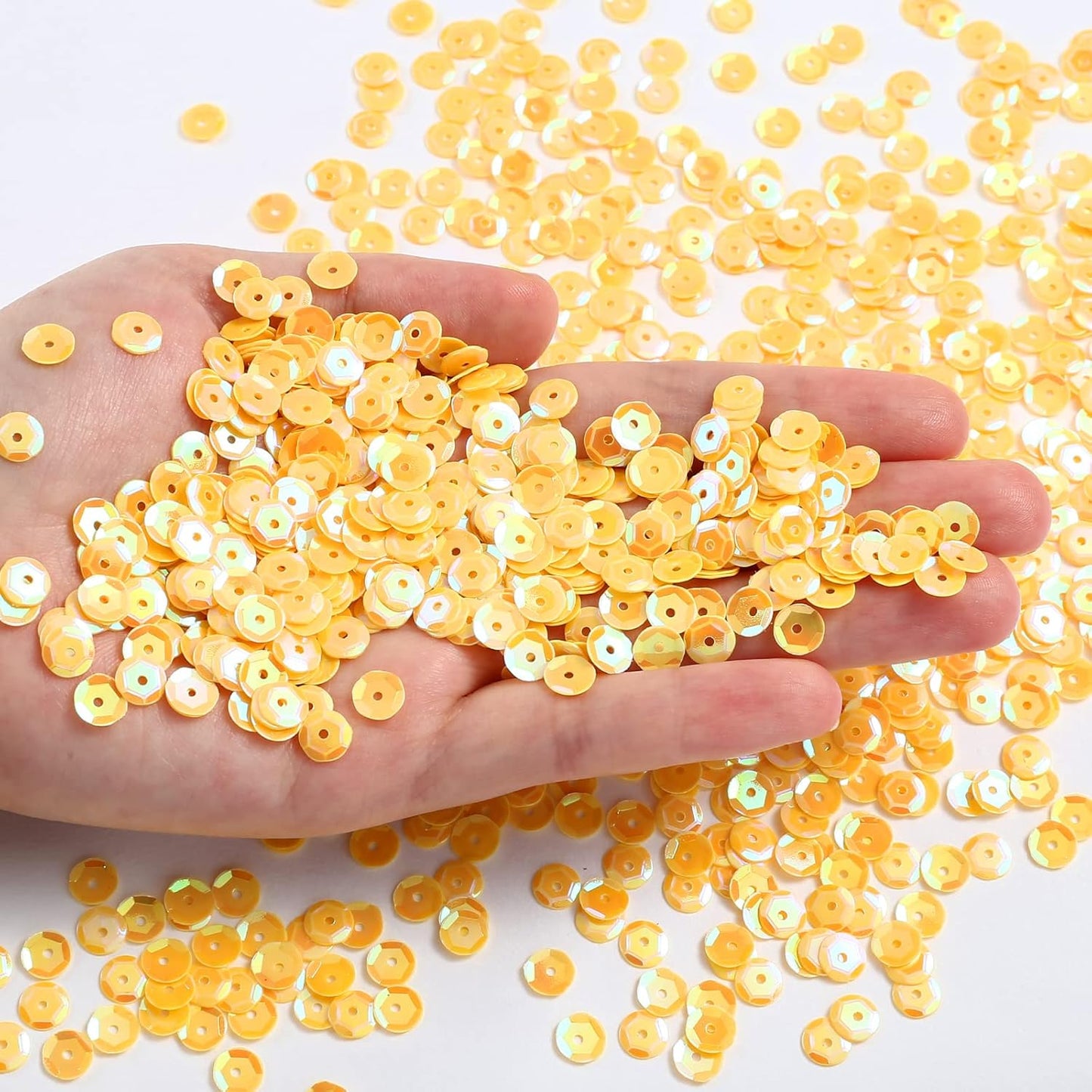 2800 Pcs 6MM Loose Sequins, Small Cup Sequins for Crafts, Yellow | Iridescent Spangles for Sewing, For Sewing Embroidery, Crafts, Wedding Christmas Easter Decorations