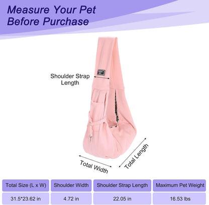 Pet Sling Carrier for Small Dogs and Cats Up to 16.5 Lbs, Hand-Free Reversible Dog Sling Carrier with Pocket, (Yellow, 1 Pcs) Intended for Hiking/Camping/Traveling