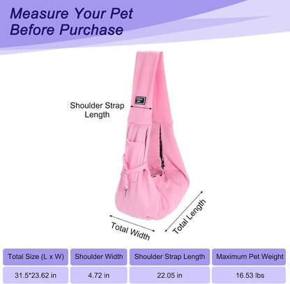 Pet Sling Carrier for Small Dogs and Cats Up to 16.5 Lbs, Hand-Free Reversible Dog Sling Carrier with Pocket, (Yellow, 1 Pcs) Intended for Hiking/Camping/Traveling