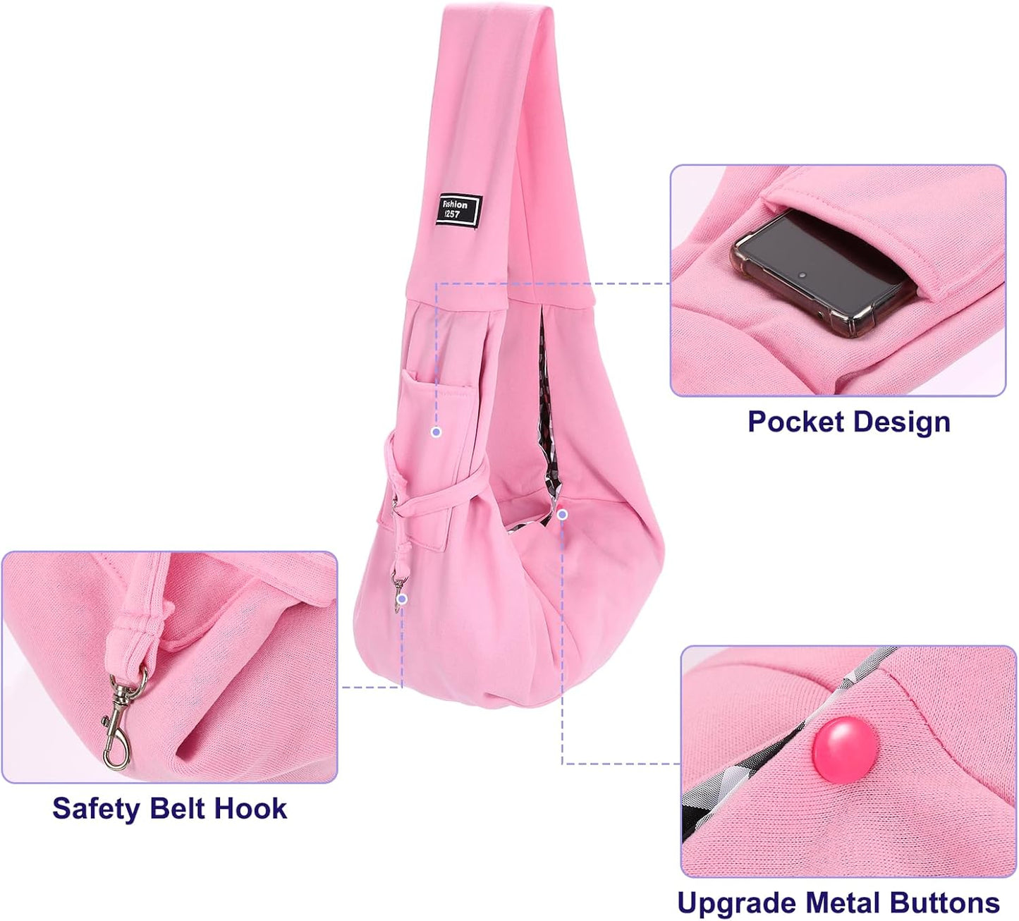Pet Sling Carrier for Small Dogs and Cats Up to 16.5 Lbs, Hand-Free Reversible Dog Sling Carrier with Pocket, (Yellow, 1 Pcs) Intended for Hiking/Camping/Traveling