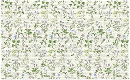 Front Door Mat Indoor Outdoor Country Seamless Floral Leaves Non-Slip Doormat Low Profile Patio Porch Entryway Rug 16x24in Summer Plant on Light Yellow