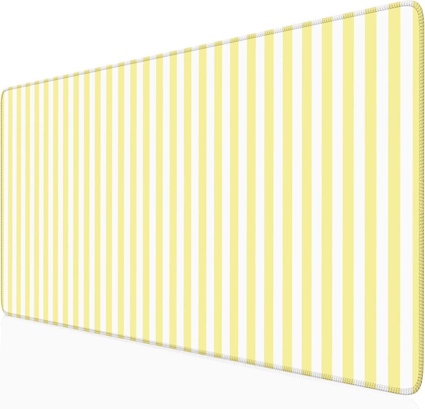 Yellow Striped Desk Mat Cute Pastel XXL Large Gaming Mouse Pad Desk Pad Kawaii Aesthetic Home Office Decor Cozy Keyboard Laptop Computer Mat